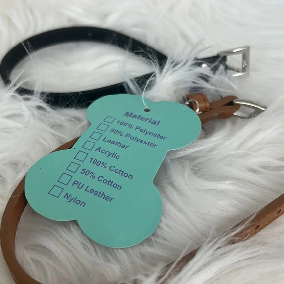 NWT PUPTECK 2 PCS Soft Leather Cat Kitten Collar- Black and Brown with Bells - Picture 5 of 6